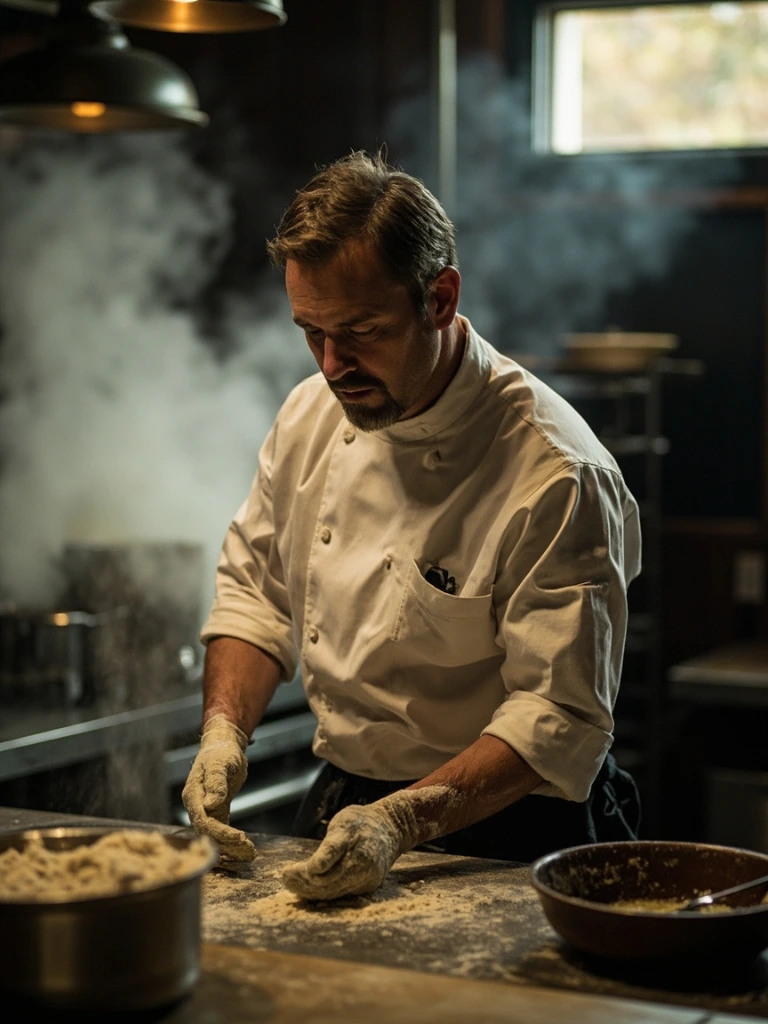 Editorial portrait of a chef mid-service, photographed for a Fast Company cover.
